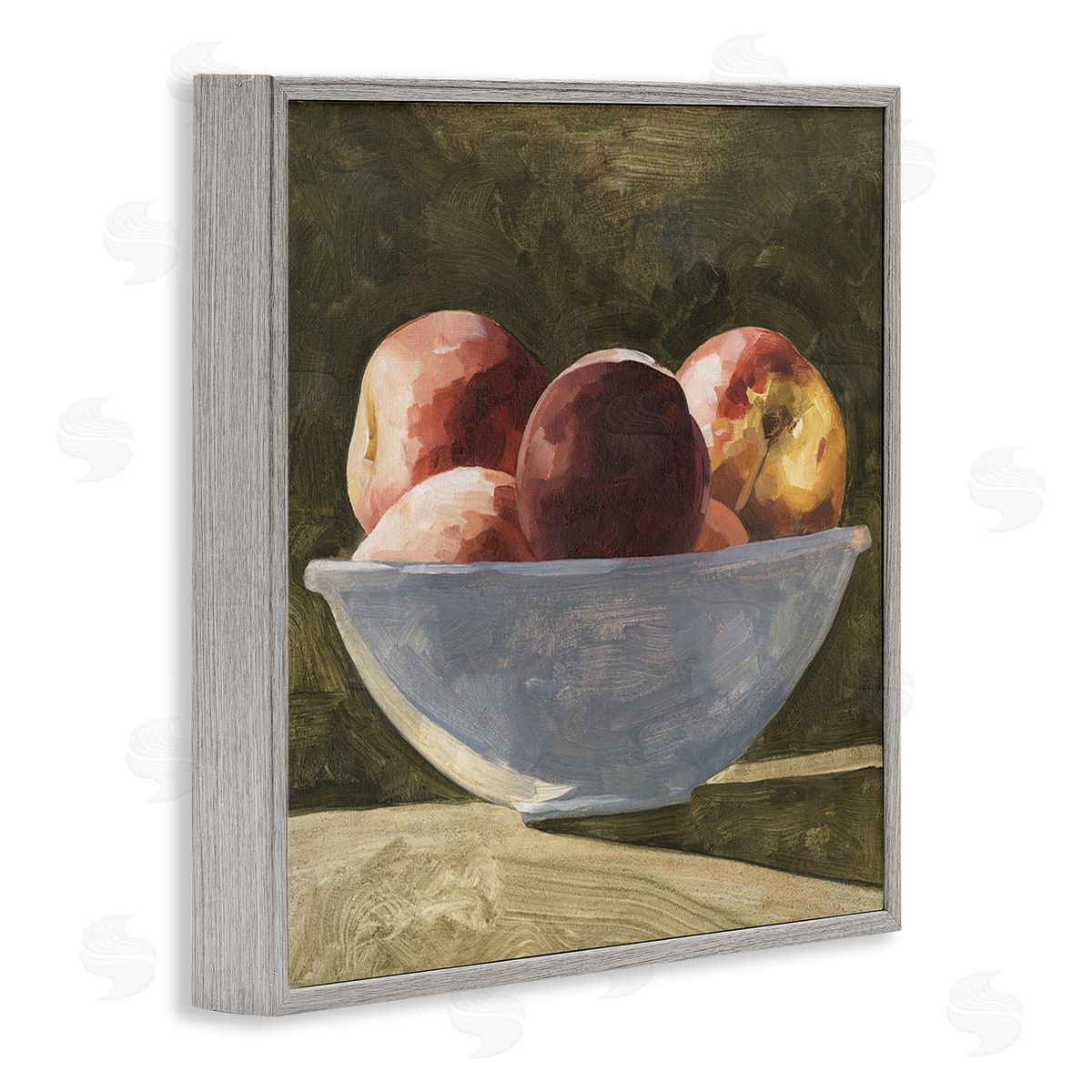 Emma Caroline Shadowed Apples Still Life Gray Framed Giclee Wall Art Print