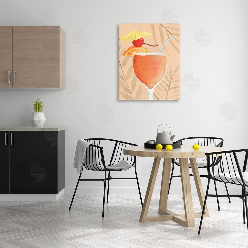 Annie Warren Tropical Cocktail with Fruit Canvas Wall Art Print in Room