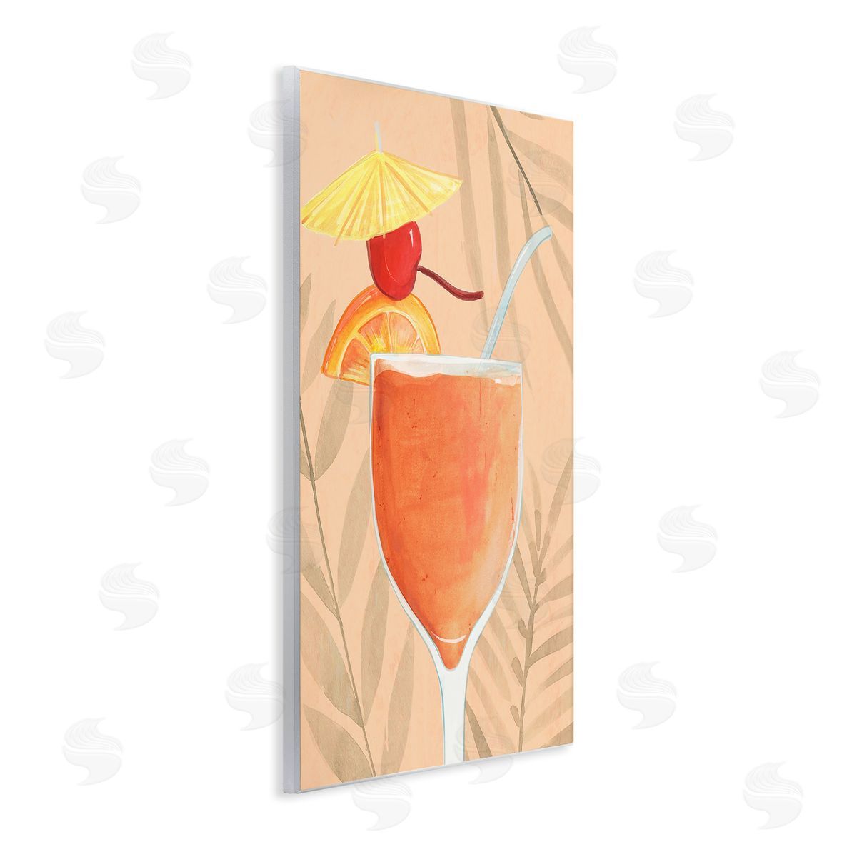 Annie Warren Tropical Cocktail with Fruit Wooden Wall Plaque Art Print
