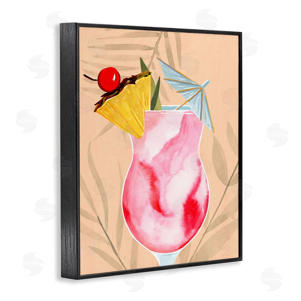 Annie Warren Fruity Cocktail Drink Black Framed Giclee Wall Art Print