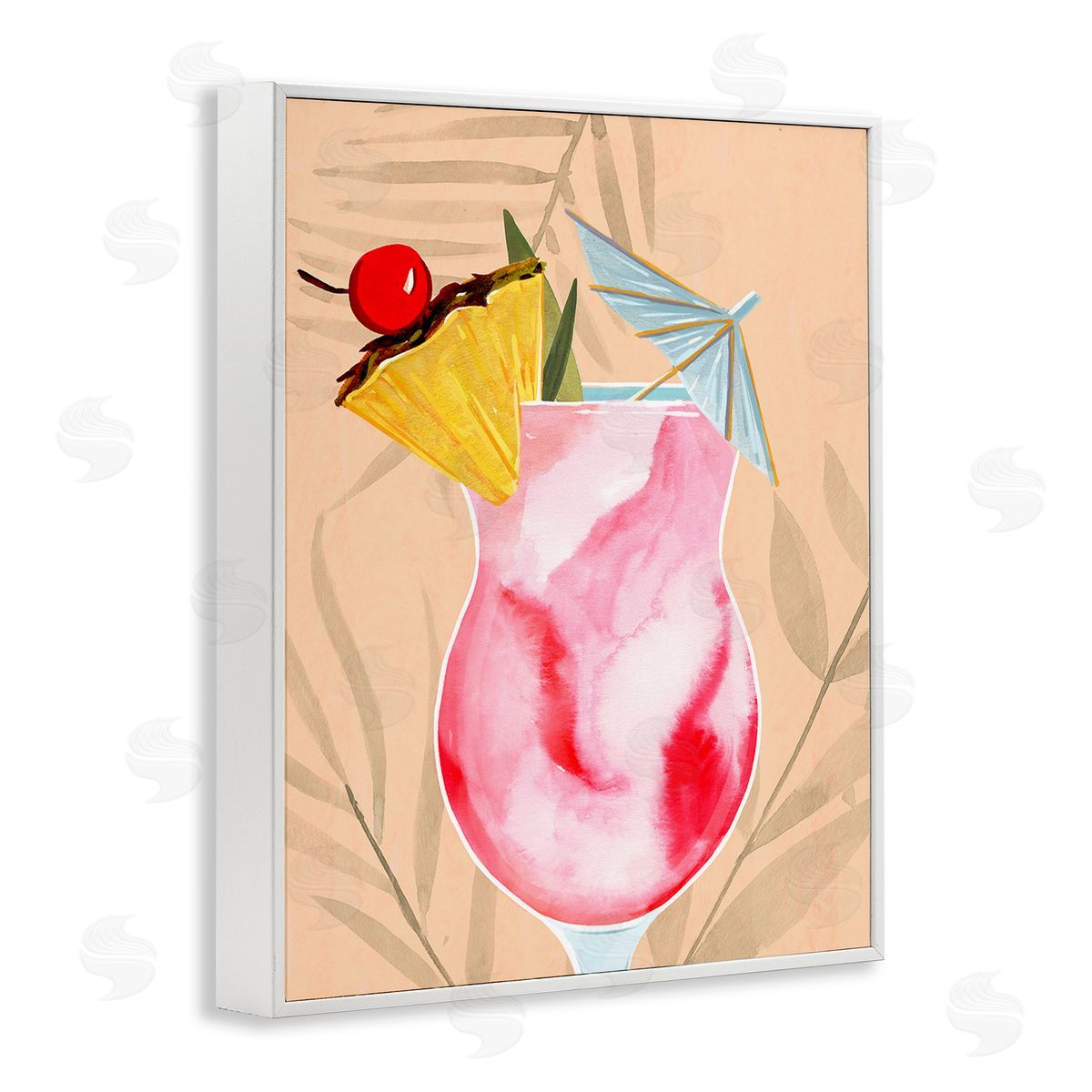 Annie Warren Fruity Cocktail Drink White Framed Giclee Wall Art Print