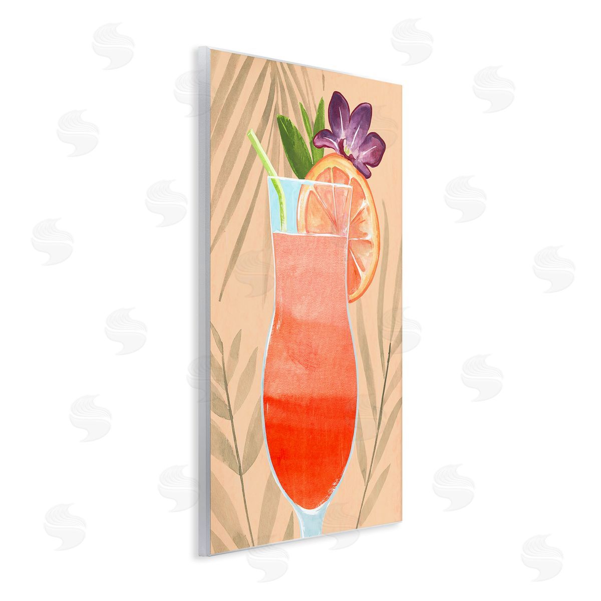 Annie Warren Plant Patterned Cocktail Wooden Wall Plaque Art Print