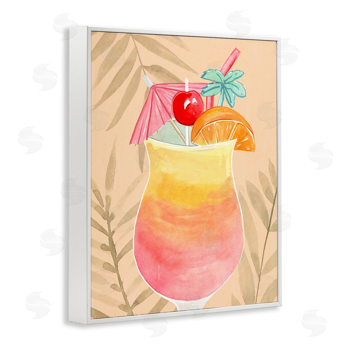 Annie Warren Tropical Mixed Drink White Framed Giclee Wall Art Print