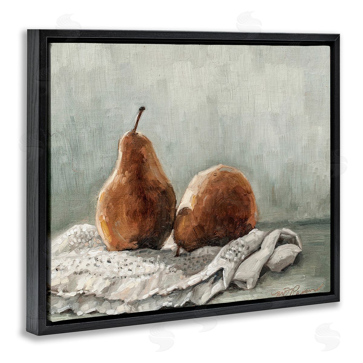 Marian Parsons Pears on Blanket Painting Black Floating Frame Canvas Wall Art Print