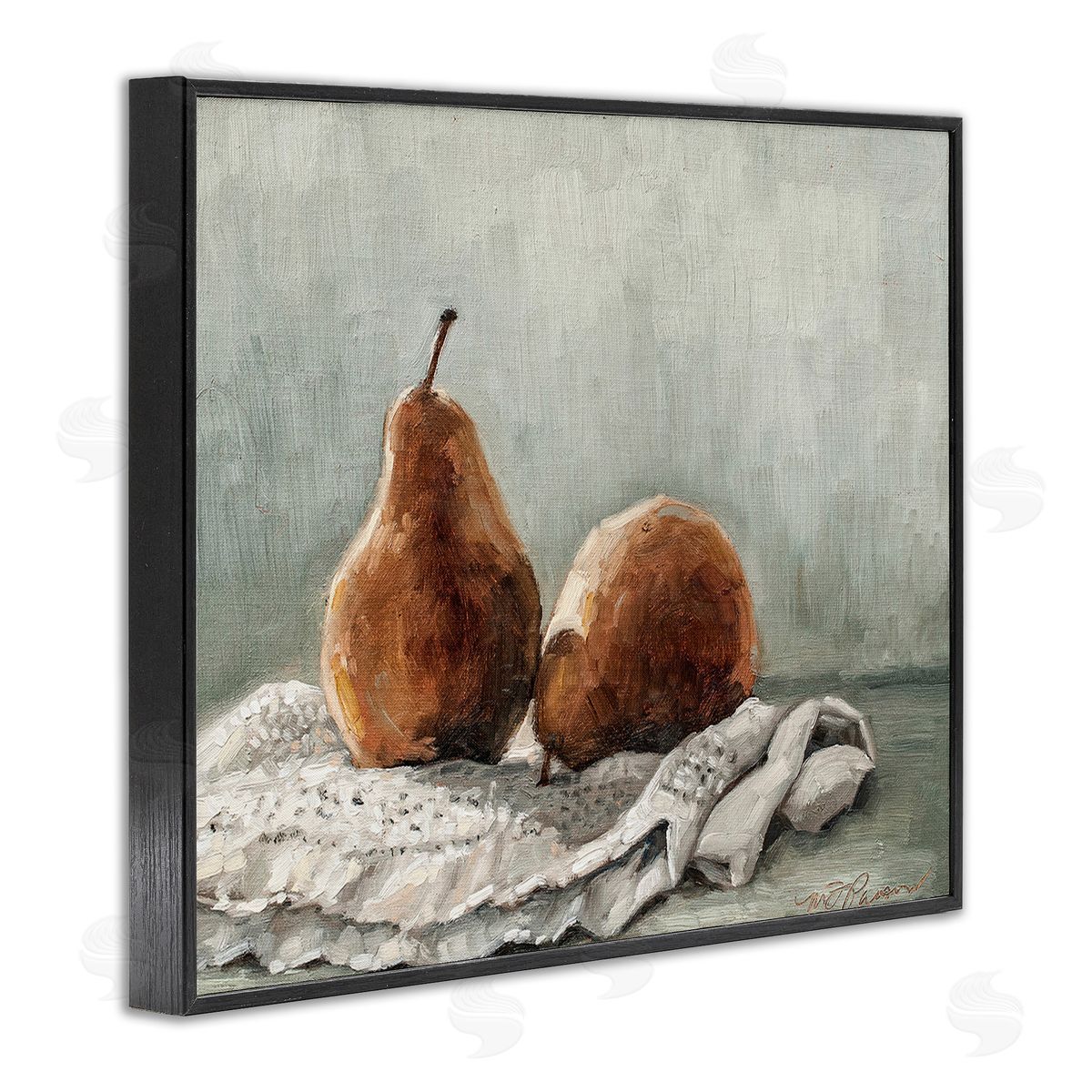 Marian Parsons Pears on Blanket Painting Black Framed Giclee Wall Art Print