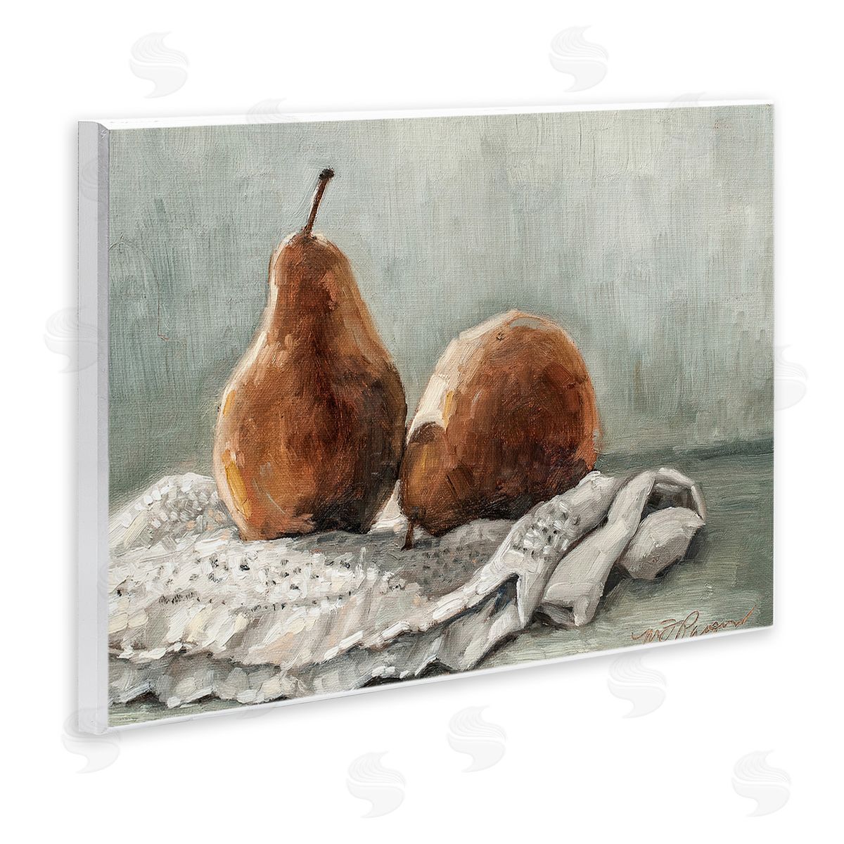 Marian Parsons Pears on Blanket Painting Wooden Wall Plaque Art Print