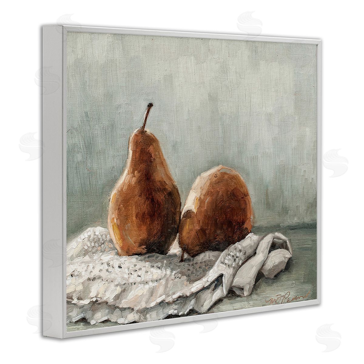 Marian Parsons Pears on Blanket Painting White Framed Giclee Wall Art Print