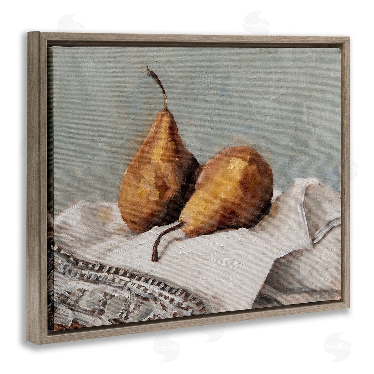 Marian Parsons Traditional Pears Still Life Brown Floating Frame Canvas Wall Art Print