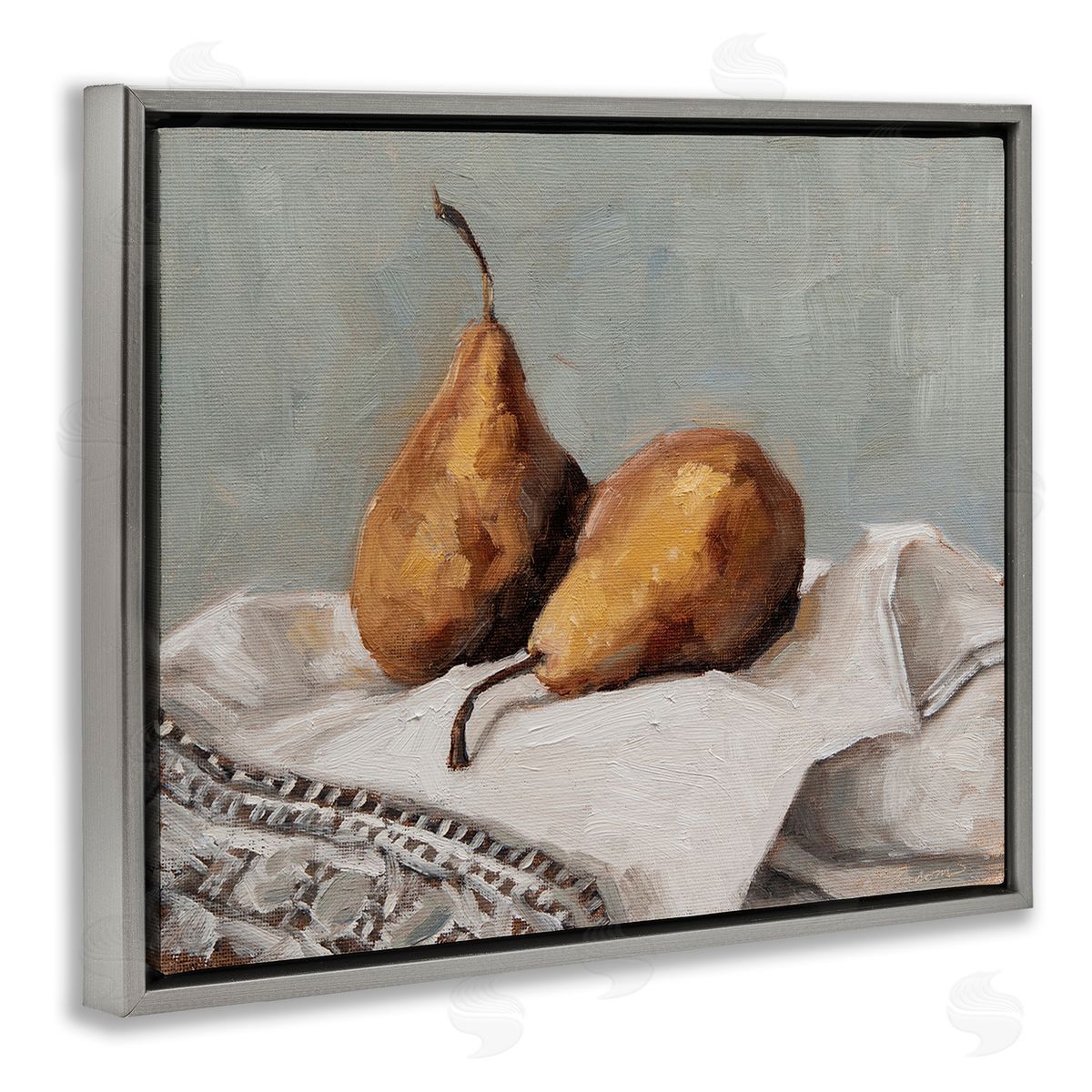 Marian Parsons Traditional Pears Still Life Gray Floating Frame Canvas Wall Art Print