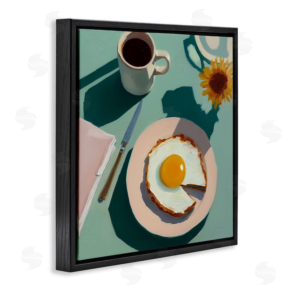 Walker Noble Kitchen Brunch Meal Black Floating Frame Canvas Wall Art Print
