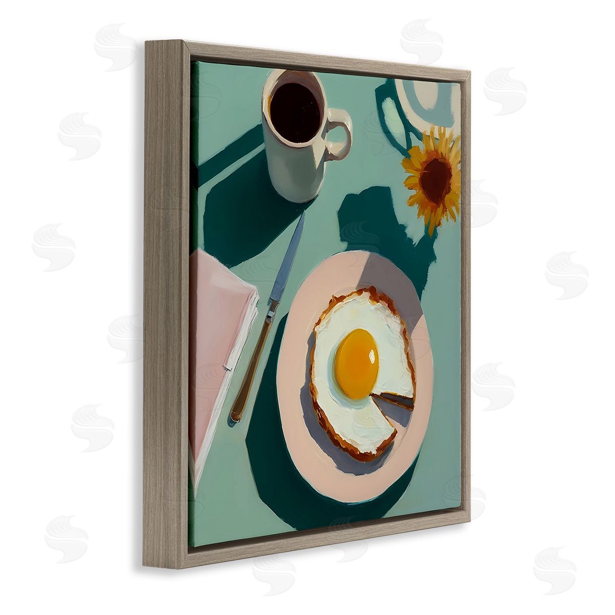 Walker Noble Kitchen Brunch Meal Brown Floating Frame Canvas Wall Art Print
