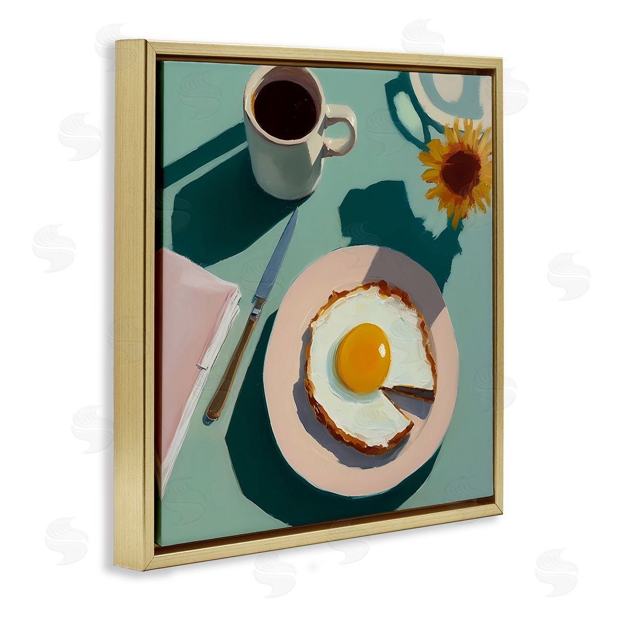 Walker Noble Kitchen Brunch Meal Gold Floating Frame Canvas Wall Art Print