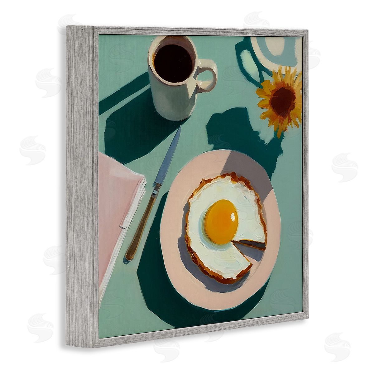 Walker Noble Kitchen Brunch Meal Gray Framed Giclee Wall Art Print