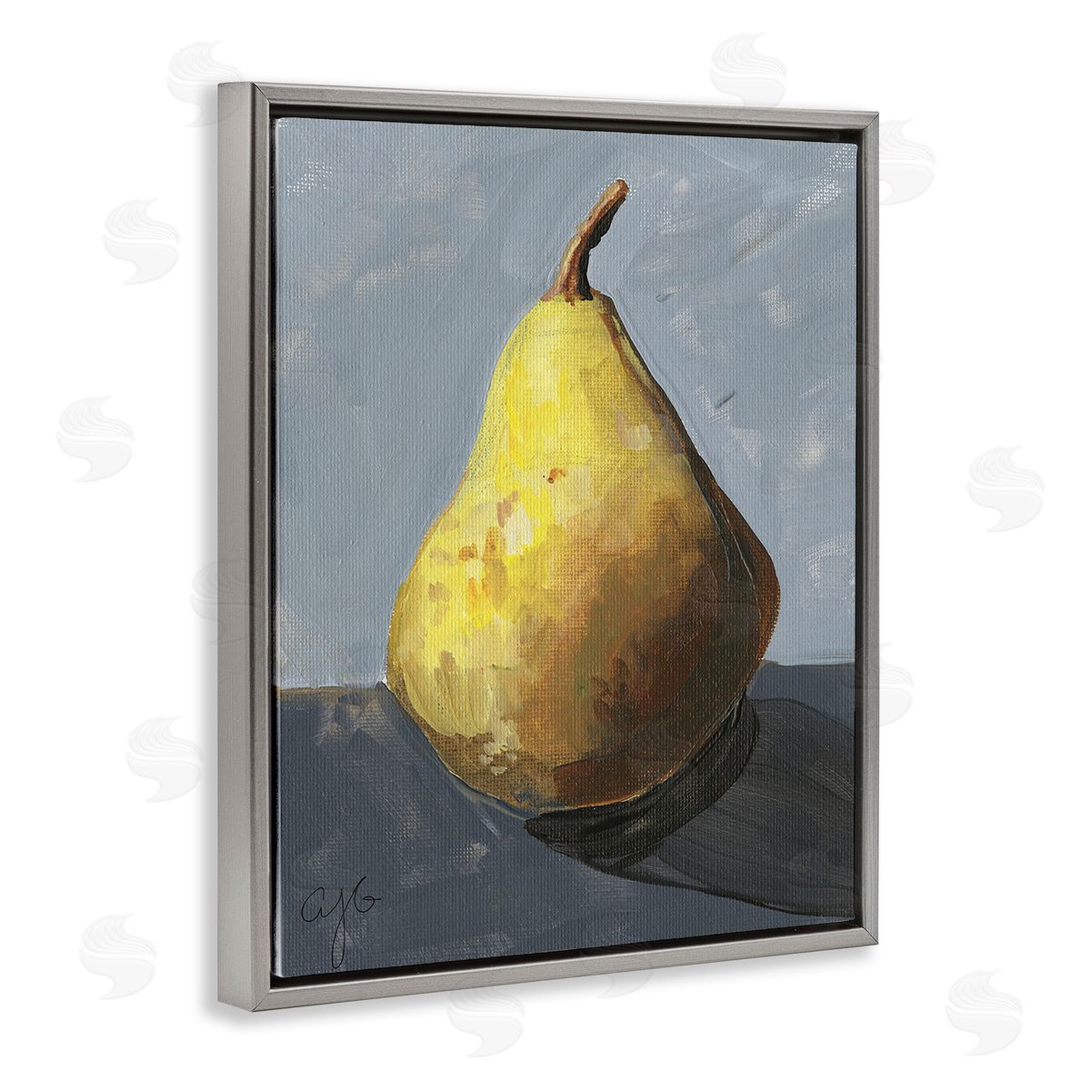 Alexandria Gilbert Kincaid Abstract Shadowed Pear Gray Floating Frame Canvas Wall Art Print