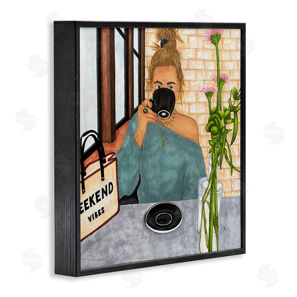 Ale Saiz Studio Weekend Vibes at Cafe Black Framed Giclee Wall Art Print