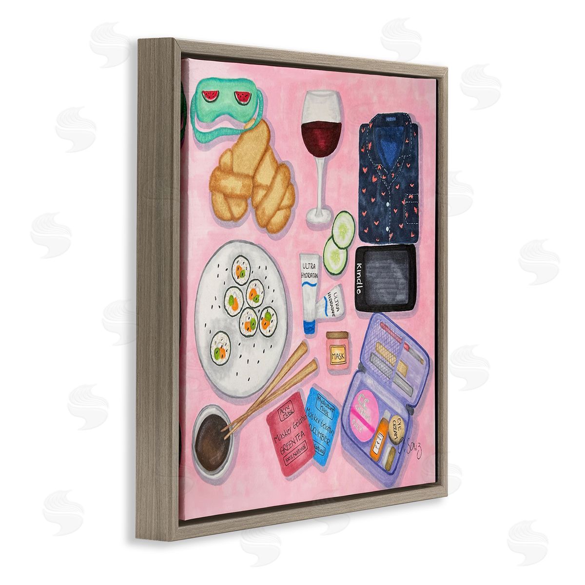 Ale Saiz Studio Weekend Night In Brown Floating Frame Canvas Wall Art Print