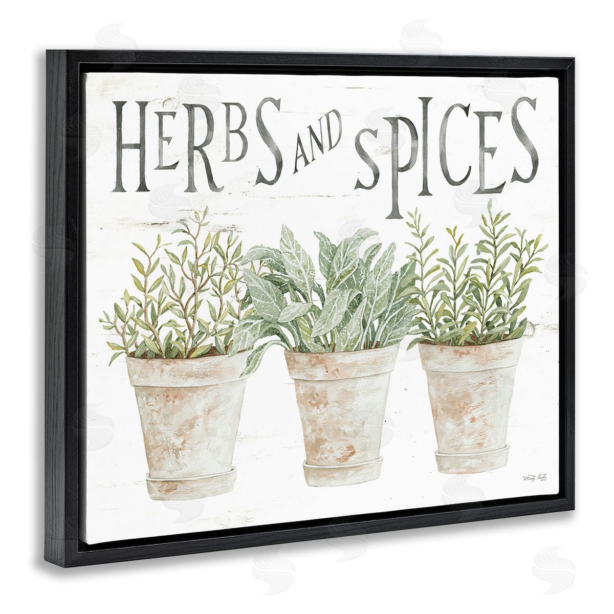 Cindy Jacobs Country Herbs & Spices Black Floating Frame Canvas Wall Art Print