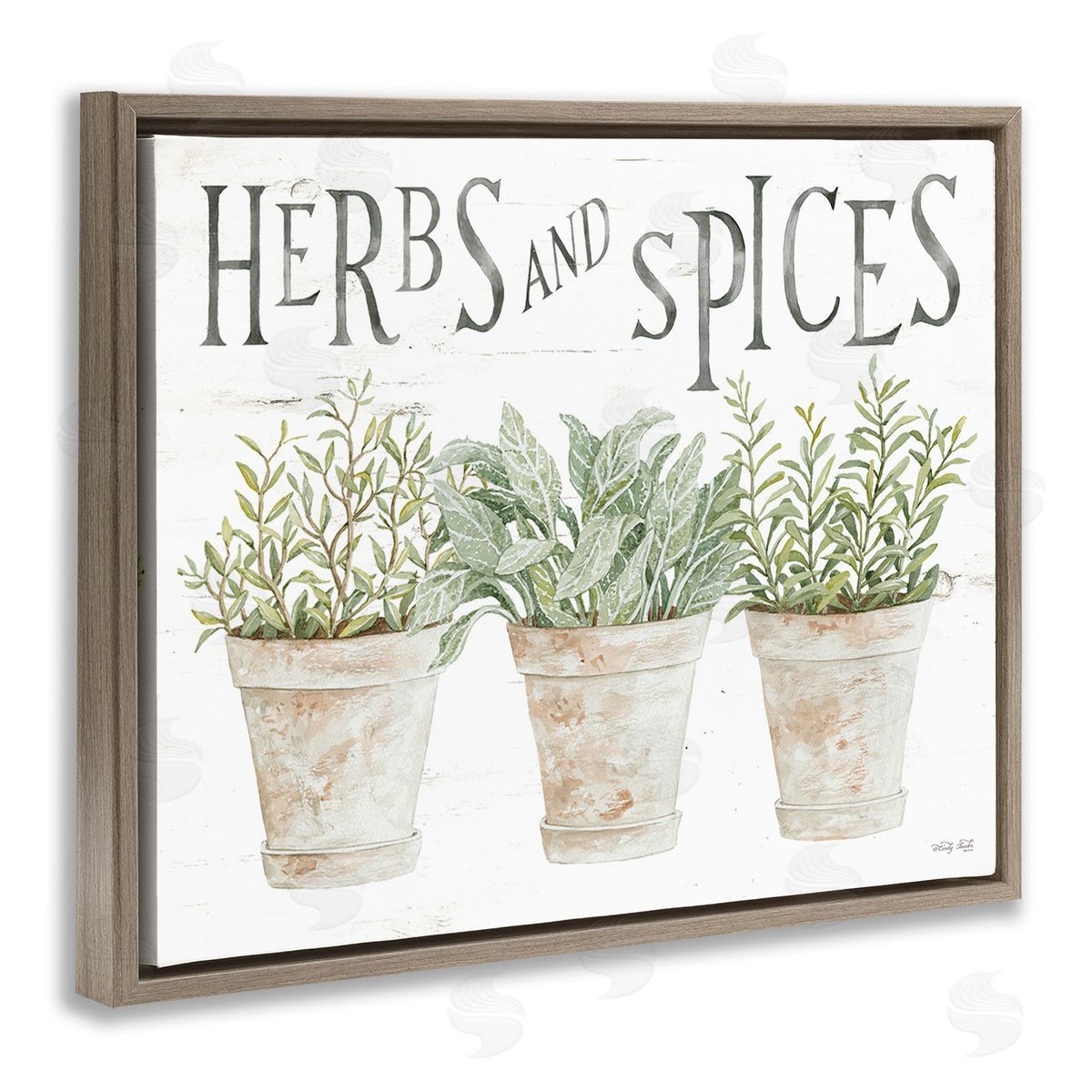 Cindy Jacobs Country Herbs & Spices Brown Floating Frame Canvas Wall Art Print