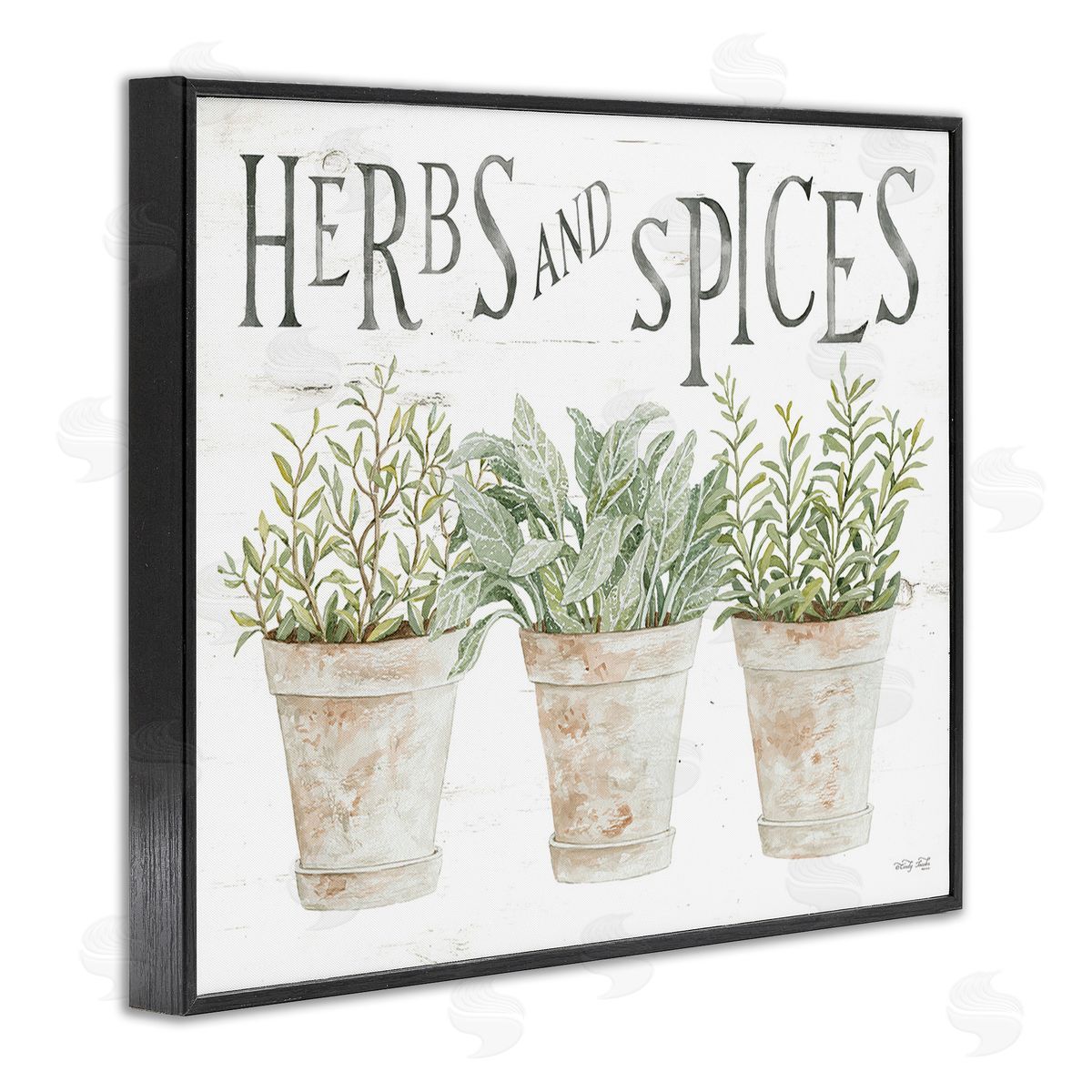 Cindy Jacobs Country Herbs & Spices Black Framed Giclee Wall Art Print