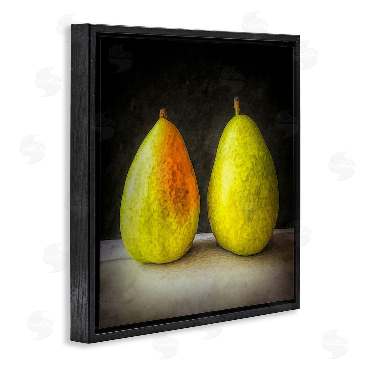 Graffitee Studios Pear Duo Still Life Black Floating Frame Canvas Wall Art Print