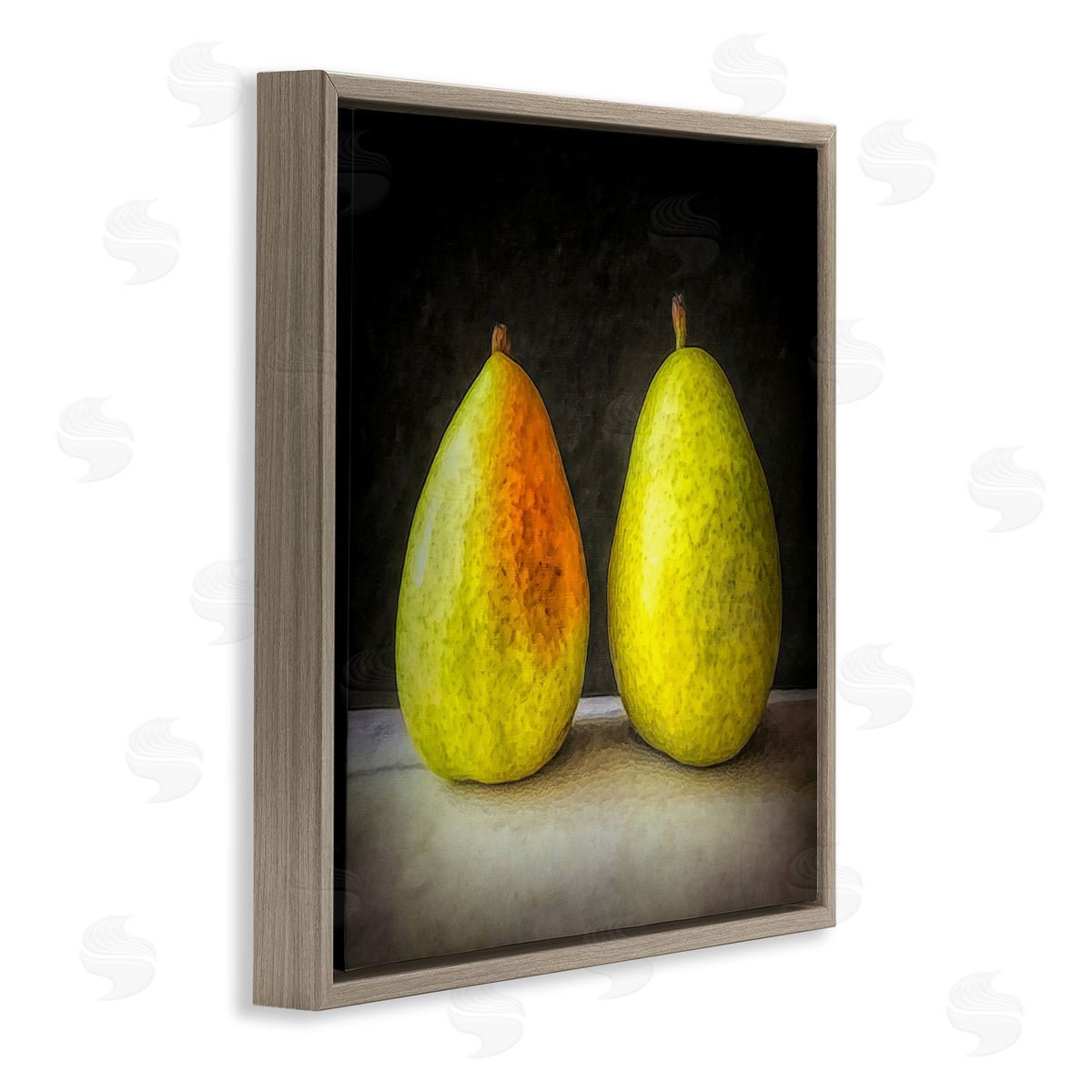 Graffitee Studios Pear Duo Still Life Brown Floating Frame Canvas Wall Art Print