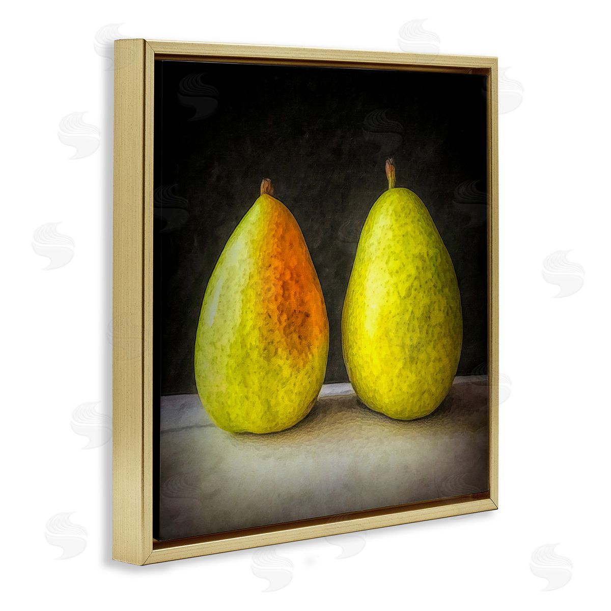 Graffitee Studios Pear Duo Still Life Gold Floating Frame Canvas Wall Art Print