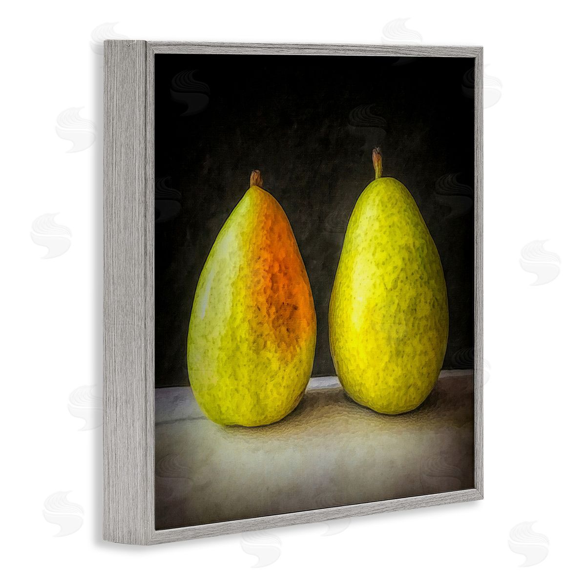 Graffitee Studios Pear Duo Still Life Gray Framed Giclee Wall Art Print