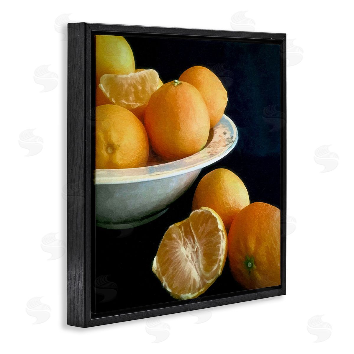 Graffitee Studios Peeled Oranges Still Life Black Floating Frame Canvas Wall Art Print