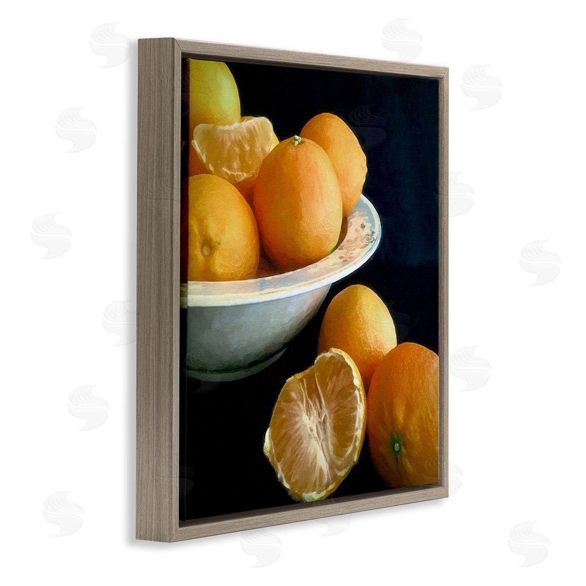 Graffitee Studios Peeled Oranges Still Life Brown Floating Frame Canvas Wall Art Print