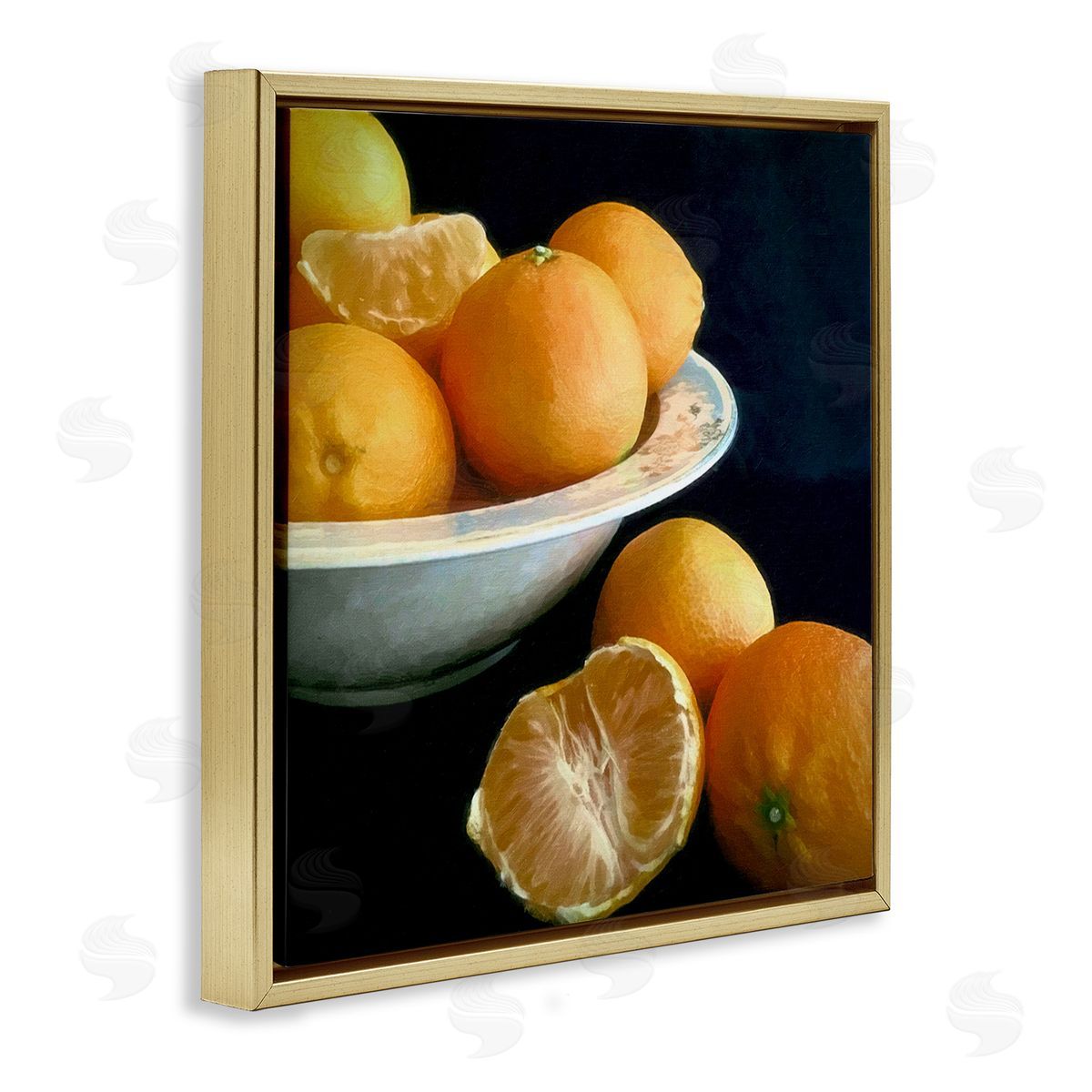 Graffitee Studios Peeled Oranges Still Life Gold Floating Frame Canvas Wall Art Print