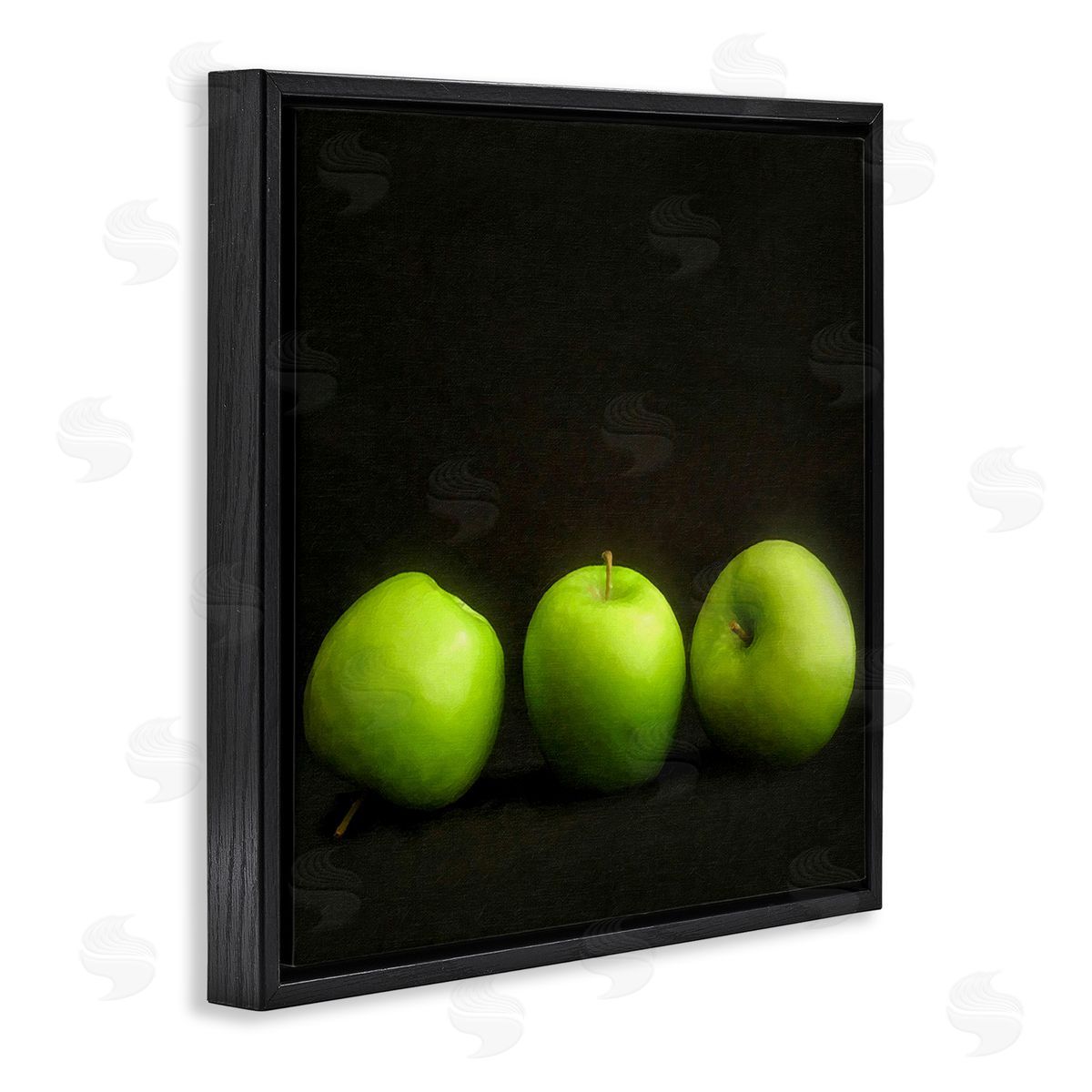 Graffitee Studios Apple Trio Still Life Black Floating Frame Canvas Wall Art Print