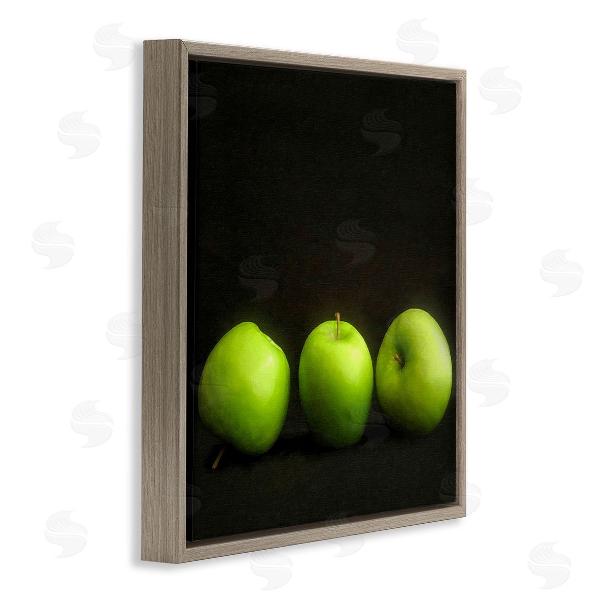 Graffitee Studios Apple Trio Still Life Brown Floating Frame Canvas Wall Art Print