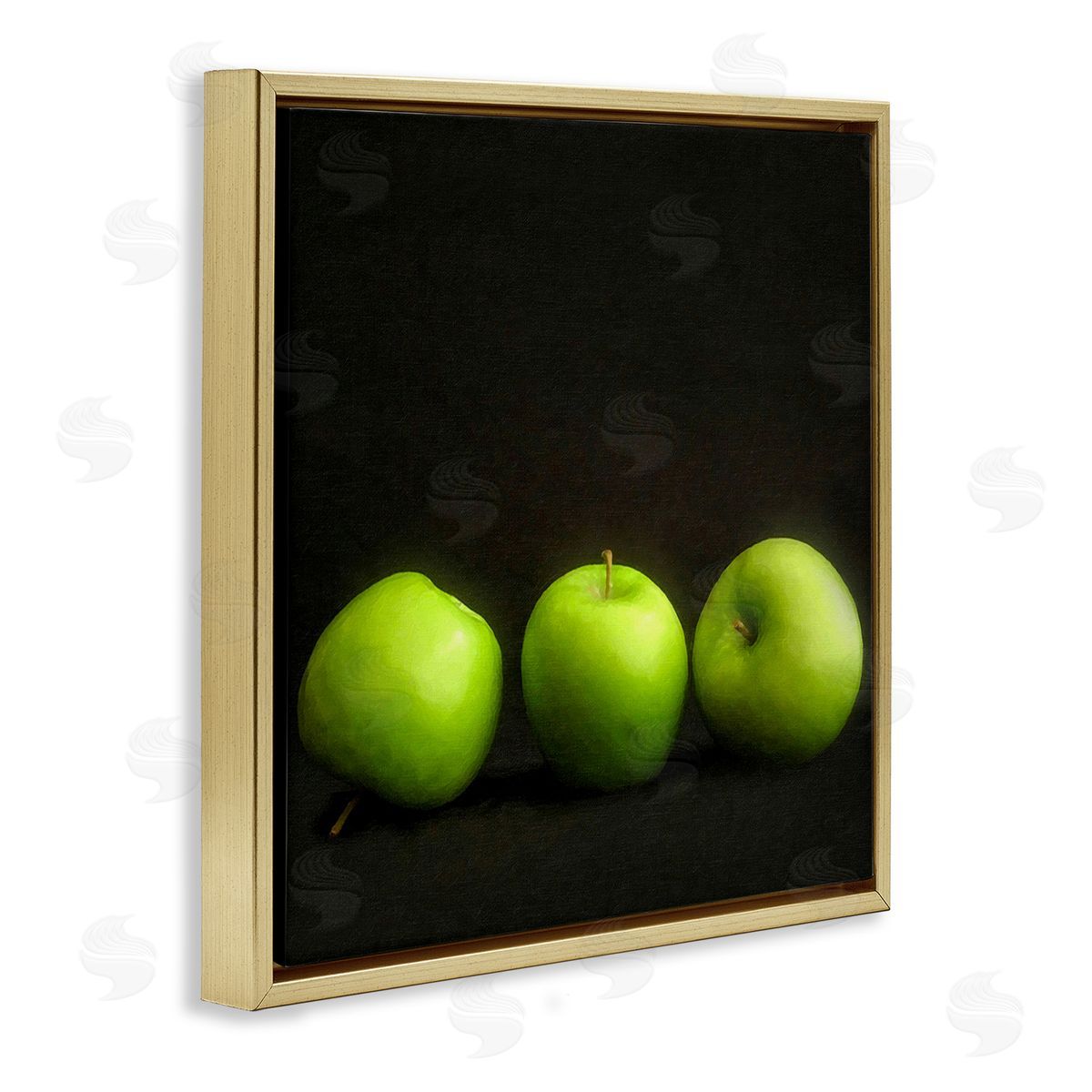 Graffitee Studios Apple Trio Still Life Gold Floating Frame Canvas Wall Art Print