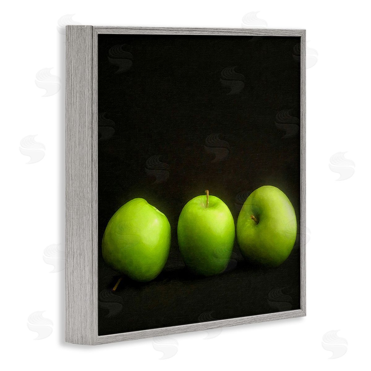Graffitee Studios Apple Trio Still Life Gray Framed Giclee Wall Art Print