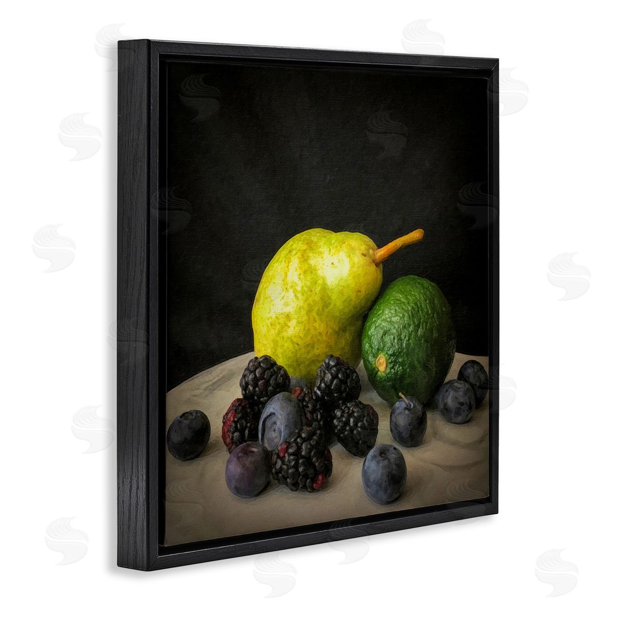 Graffitee Studios Fruit & Berries Still Life Black Floating Frame Canvas Wall Art Print