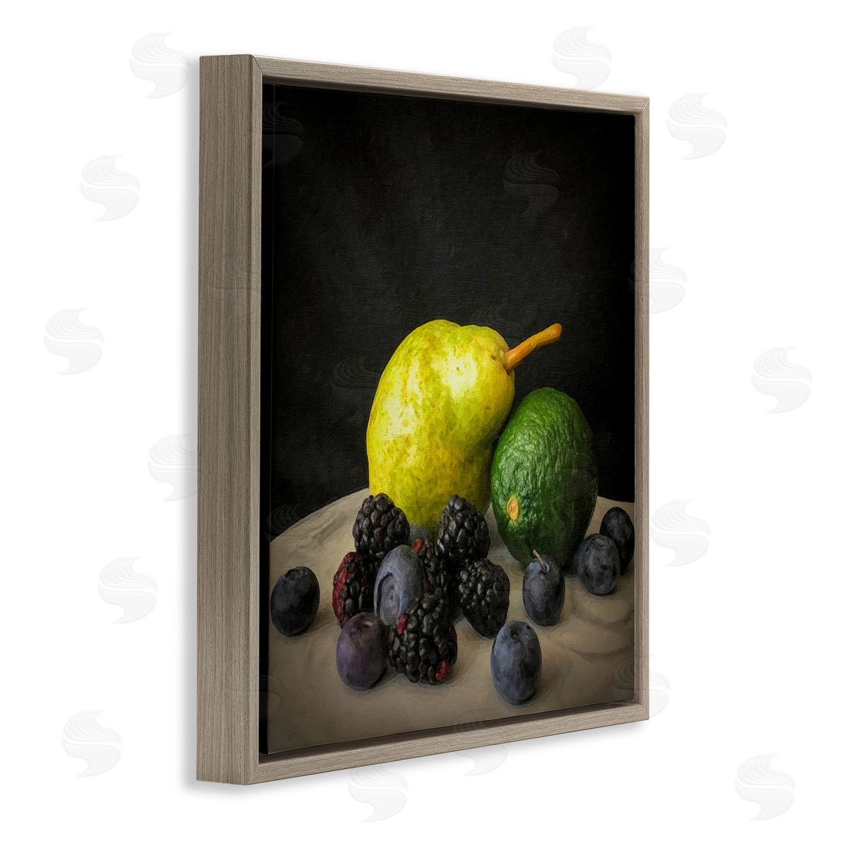 Graffitee Studios Fruit & Berries Still Life Brown Floating Frame Canvas Wall Art Print