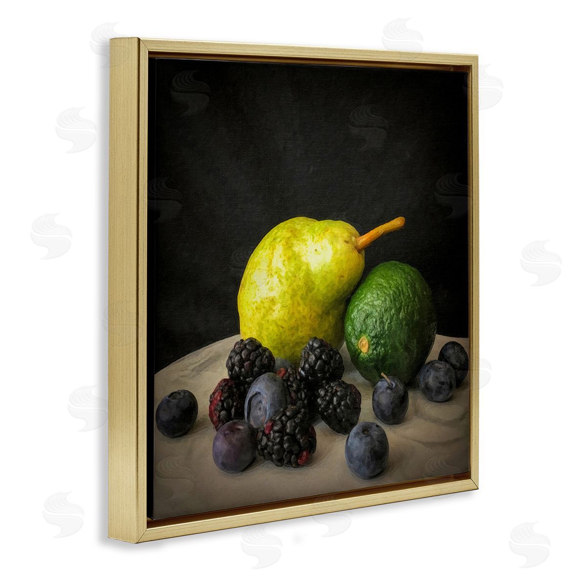 Graffitee Studios Fruit & Berries Still Life Gold Floating Frame Canvas Wall Art Print