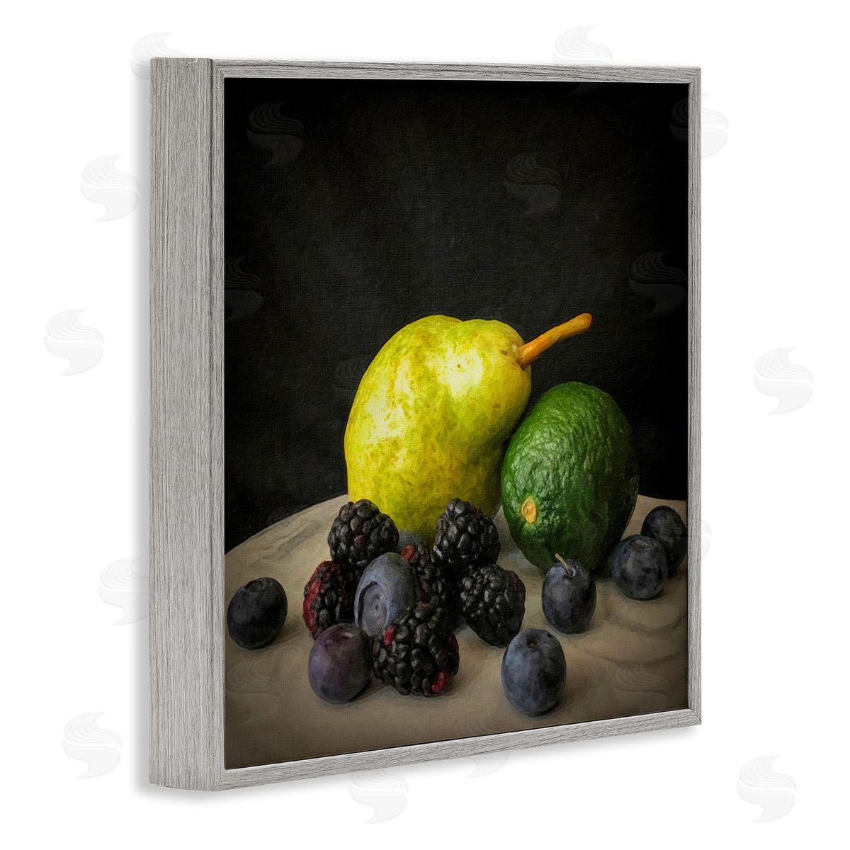 Graffitee Studios Fruit & Berries Still Life Gray Framed Giclee Wall Art Print