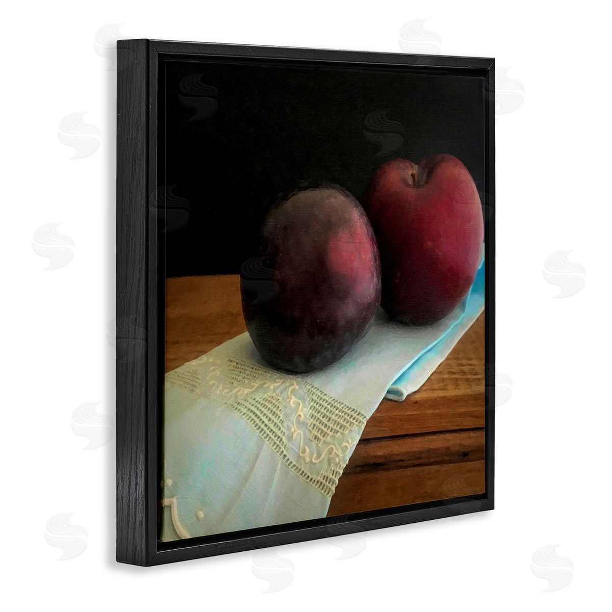Graffitee Studios Two Plums Still Life Black Floating Frame Canvas Wall Art Print