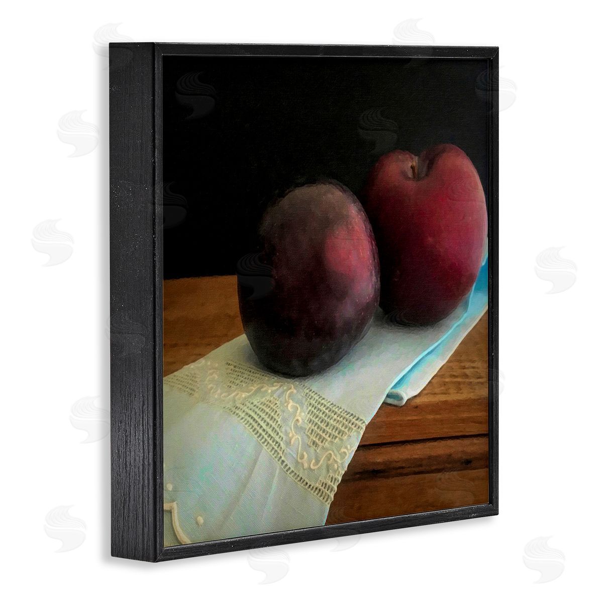Graffitee Studios Two Plums Still Life Black Framed Giclee Wall Art Print