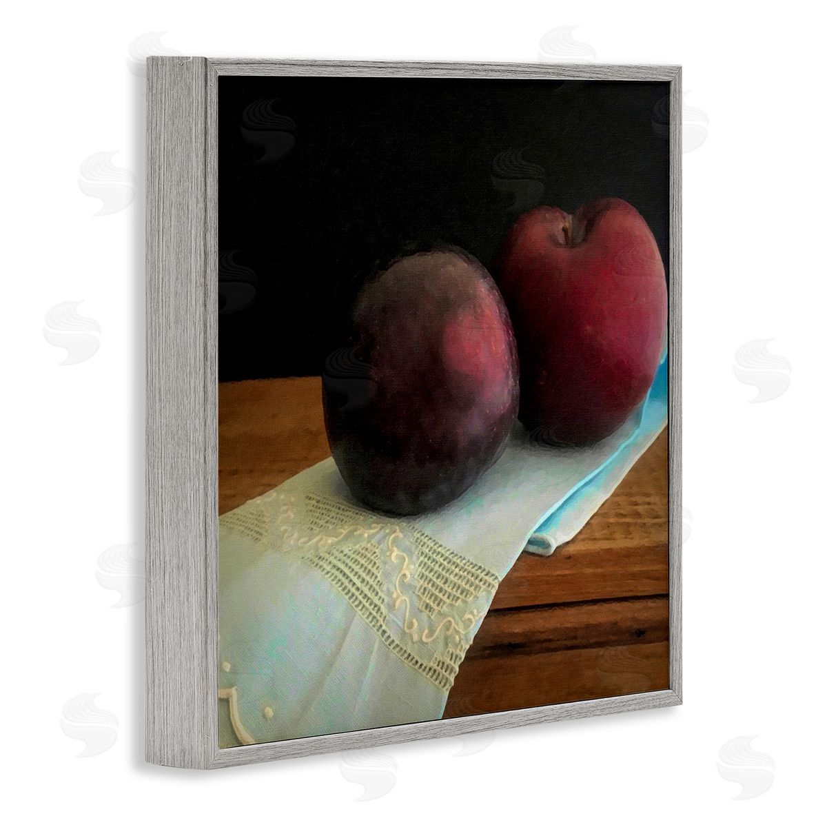 Graffitee Studios Two Plums Still Life Gray Framed Giclee Wall Art Print