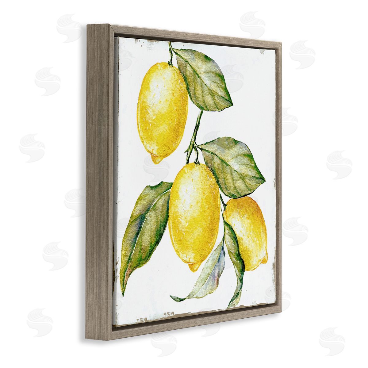 Graffitee Studios Rustic Citrus Fruits Brown Floating Frame Canvas Wall Art Print
