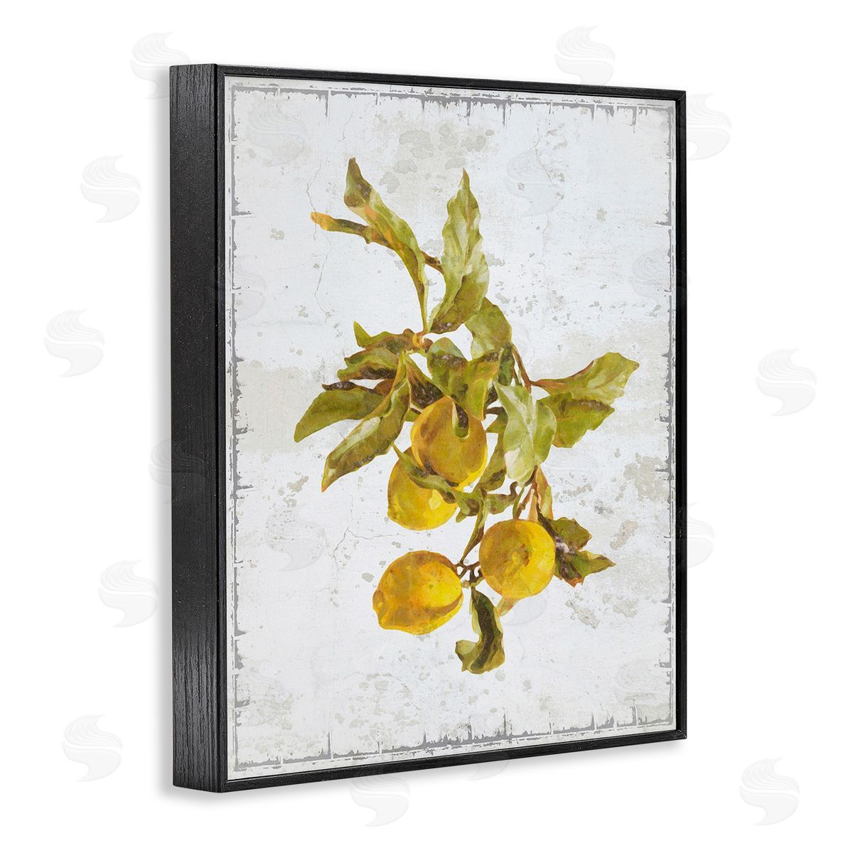 Graffitee Studios Natural Lemon Branch Black Framed Giclee Wall Art Print