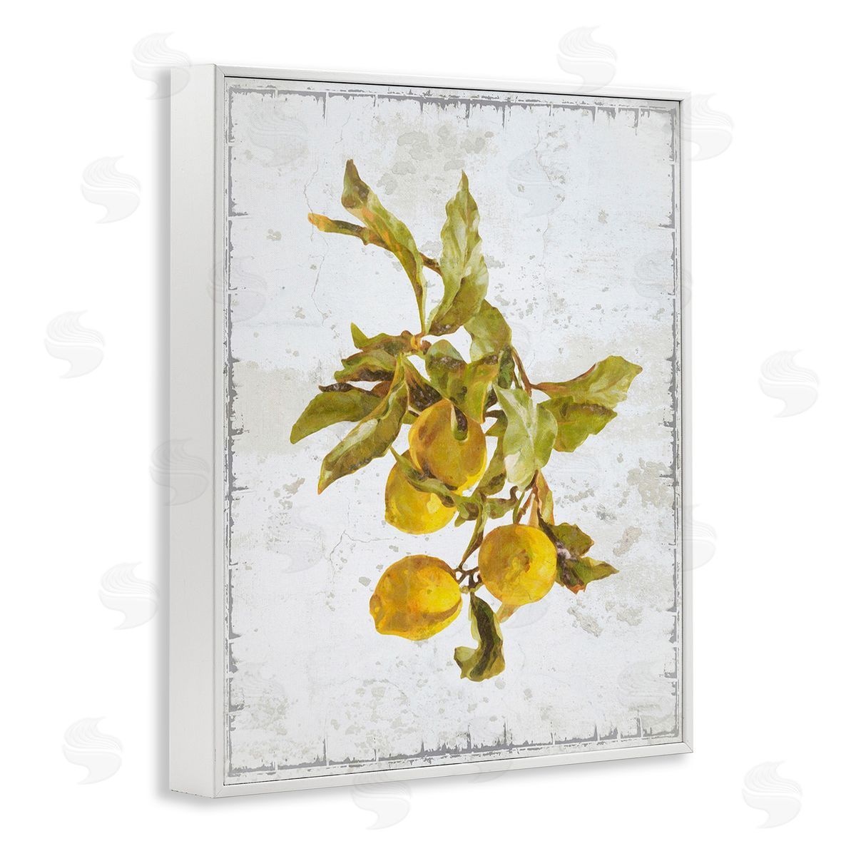Graffitee Studios Natural Lemon Branch White Framed Giclee Wall Art Print