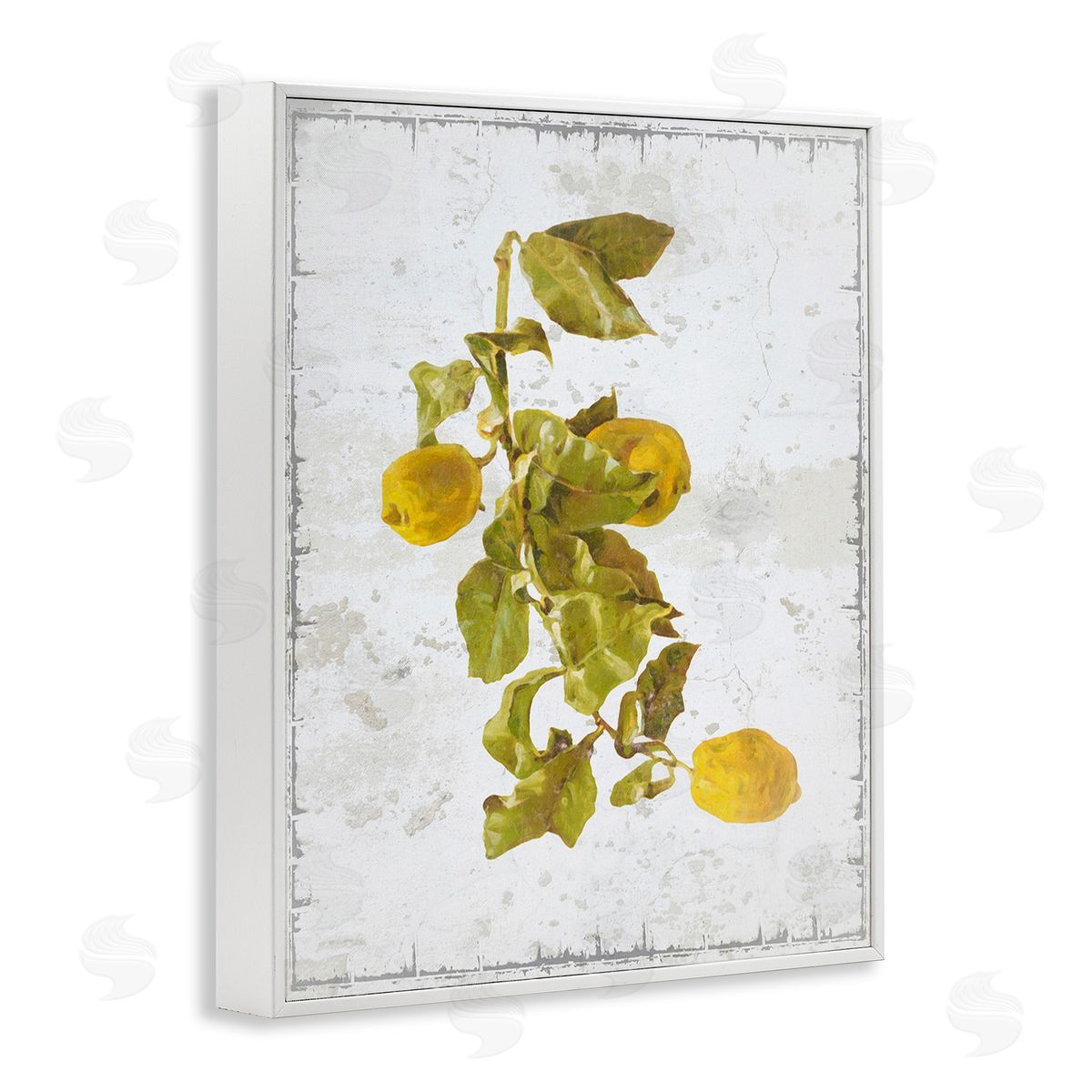 Graffitee Studios Natural Lemon Fruits White Framed Giclee Wall Art Print