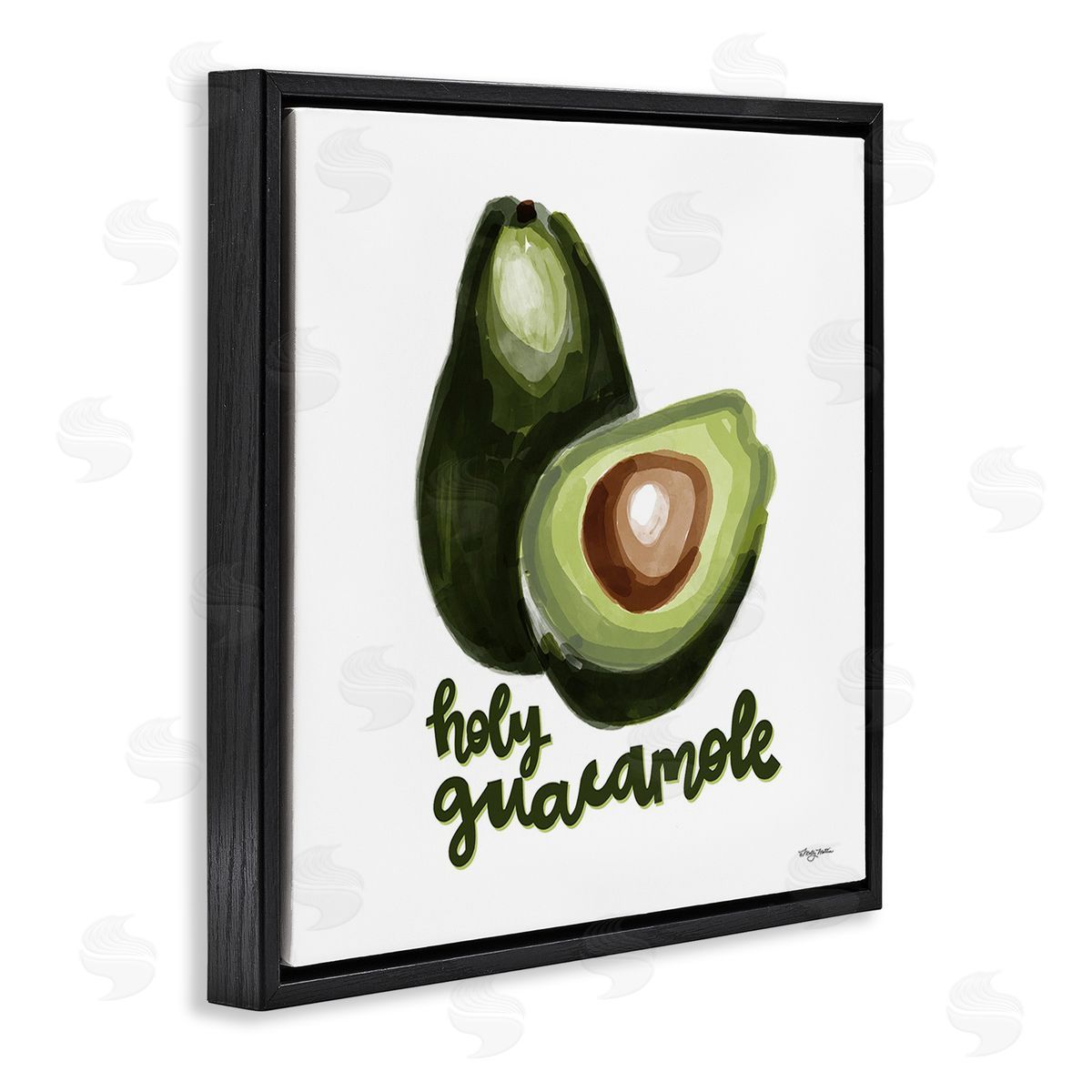 Molly Mattin Holy Guacamole Avocado Black Floating Frame Canvas Wall Art Print