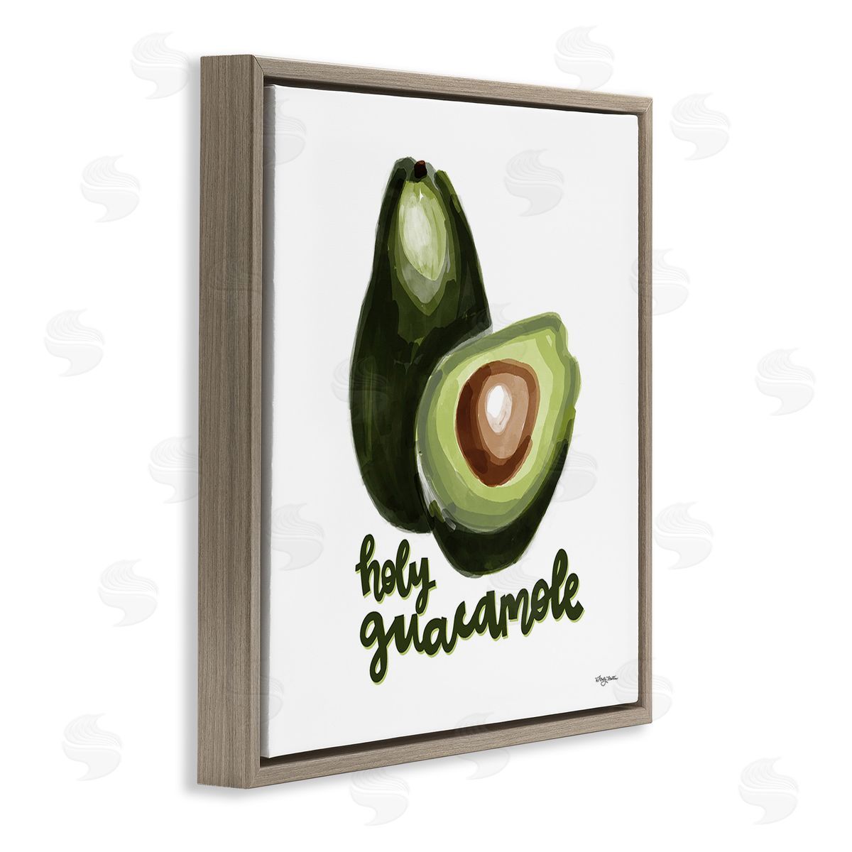 Molly Mattin Holy Guacamole Avocado Brown Floating Frame Canvas Wall Art Print