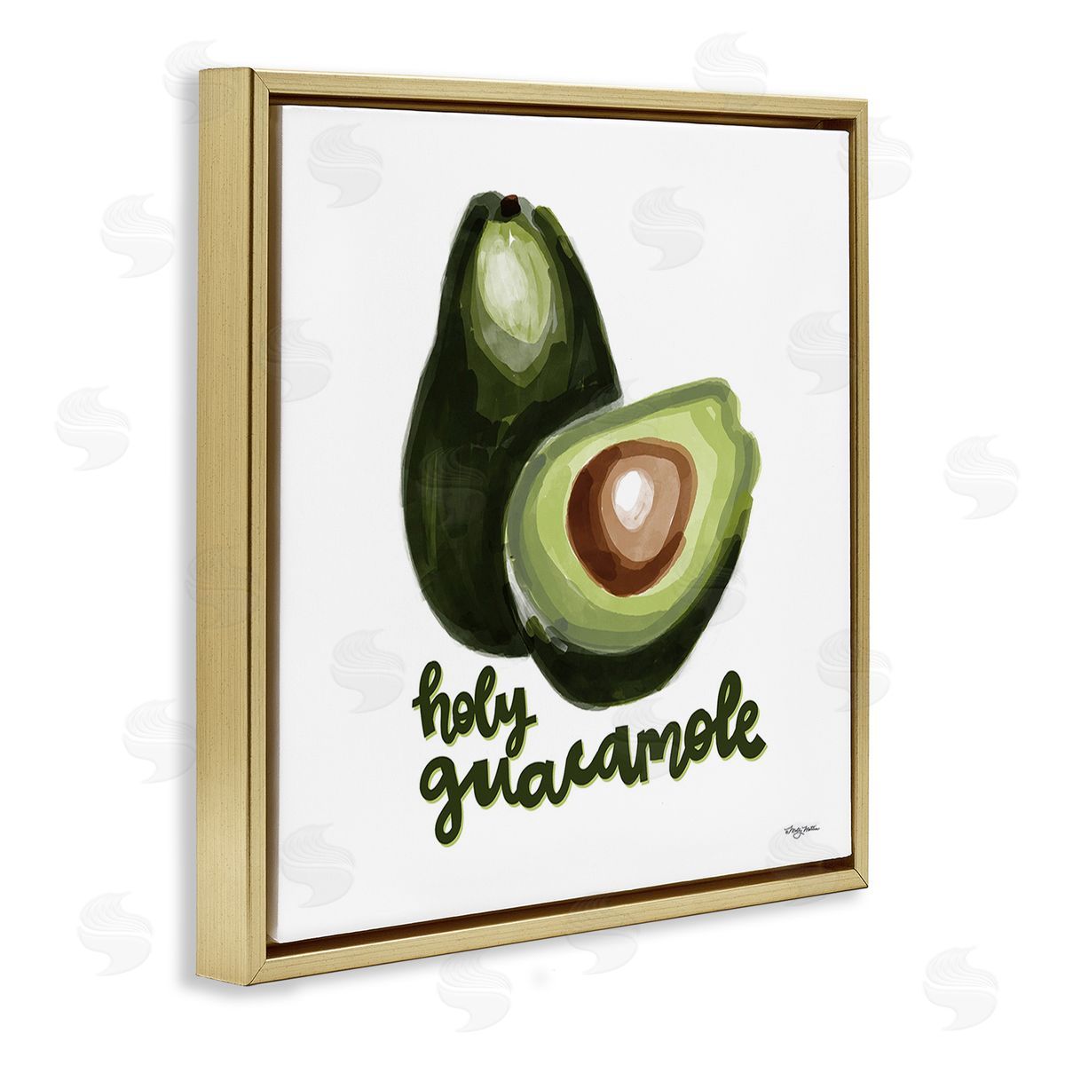 Molly Mattin Holy Guacamole Avocado Gold Floating Frame Canvas Wall Art Print