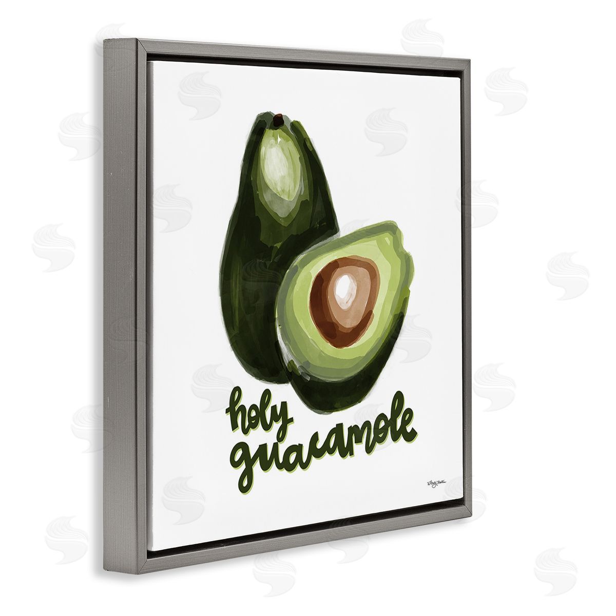 Molly Mattin Holy Guacamole Avocado Gray Floating Frame Canvas Wall Art Print
