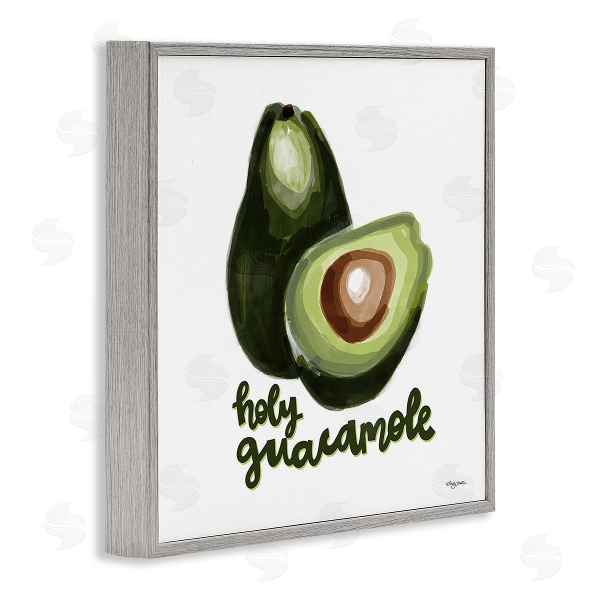 Molly Mattin Holy Guacamole Avocado Gray Framed Giclee Wall Art Print